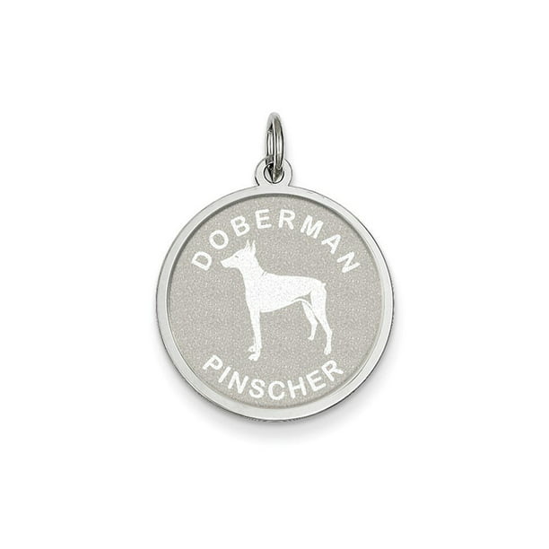 Sterling Silver Anti-Tarnish Treated Doberman Pinscher Disc Charm on an Adjustable Chain Necklace 